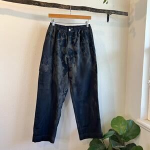 AKA Cotton Hand Dyed Bleach Print High Waisted Cropped Trouser Pants Size Medium